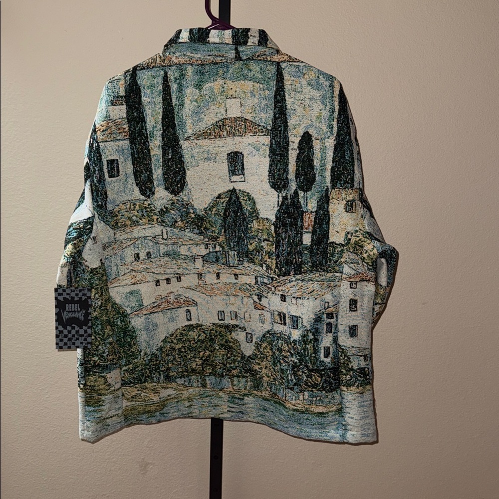 NWT Rebel Vengeance Kirche In Cassone Scenic Tapestry Statement Jacket Men’s M - Picture 6 of 9